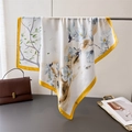 Elegante foulard in seta con stampa di magnolia bianca e bordo giallo zenzero su borsa in pelle - 66-70CM / Bordo Giallo(FG53-1)
