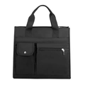 Black water-resistant nylon laptop bag with multiple pockets and fabric handles - Style 2 / Style 2 Black