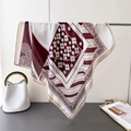 Vintage floral printed silk square scarf in burgundy and white hanging gracefully - 66-70CM / FG62-3 Dark Red