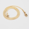 Dettaglio della collana a catena piatta a spina di pesce dorata con chiusura a moschettone - 1.1mm*45cm / Oro 18K