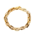 Gold plated 316L stainless steel Cuban bracelet with paved cubic zirconia stones - Width 9mm x Length 22cm / Gold