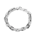 Macro shot of 316L stainless steel Cuban link bracelet with micro-paved zircon crystals - Width 9mm x Length 22cm / Steel