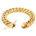 Bracciale a catena cubana in acciaio inossidabile dorato con chiusura a scatto - 8mmx20cm / Oro