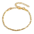 Bracciale minimalista in acciaio inossidabile placcato oro 18K con catena intrecciata - Larghezza 2,4 mm / Lunghezza 16+5 cm / Oro 18K