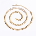 Detail of 18K gold stainless steel Cuban chain necklace with baguette cubic zirconia - 18k Gold White Zircon