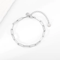 Dettaglio del bracciale a catena a graffetta argento con chiusura a moschettone e targa - Larghezza 4.5MM*19CM+5CM / Color Acciaio