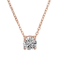 Close-up of 7mm cubic zirconia pendant with four-prong setting on rose gold chain - 45+5cm / Rose Gold