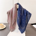 Sciarpa bicolore con stampa paisley in tortora e blu navy in misto cotone-lino - Blu Marino (FR122-3)