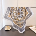 Carré de soie rétro de style cour avec motifs animaux et fleurs pour femme - Jaune (FR124-1) / 68*68cm