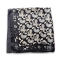 Classic black and white paisley print silk-like square scarf with elegant satin finish - 66-70CM / FG62-4 Black