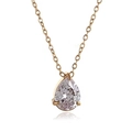 Collana minimalista in acciaio inossidabile dorato con pendente in zirconia a goccia - Oro