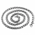 Collar de cadena de acero inoxidable plateado con eslabones de trigo y cierre de mosquetón - 3.0mm*45cm / Color Acero
