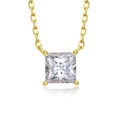 18K gold plated square zircon pendant necklace for women with minimalist box chain style - Gold