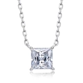 Elegant 18K gold plated stainless steel necklace featuring a square zircon pendant - Steel