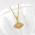Golden evil eye necklace with paved cubic zirconia and micro-bead design on chain - Marquise Style (N0047)