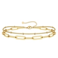 Elegante bracciale a doppio strato dorato con catena a graffetta e sfere - Oro