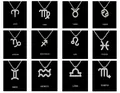 Colgantes de los signos del zodiaco en plata con circonitas sobre fondo negro - Aries / Color Acero