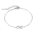 Bracciale infinito in acciaio al titanio argento con dettagli in cristallo e catena a maglie - Stile Color Acciaio (B0042S)