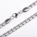 Collar de cadena de perlas aplanadas de acero inoxidable plateado con cierre de langosta - 1.5mm*45cm / Color Acero