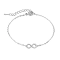 Bracelet infini en argent serti de zircons avec fermoir mousqueton réglable pratique - Style Acier Simple (B0042S-1)