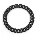 Matte black stainless steel Cuban curb link bracelet with square buckle closure - Black (Jewelry Clasp)