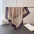 Vintage chain print square silk scarf with horsebit pattern for women's neckwear - 68x68cm / Navy Blue