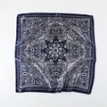 Navy blue paisley satin silk scarf with bohemian mandala pattern for women - 90x90cm / Navy Blue (FT264-2)