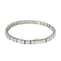 Bracciale tennis in acciaio inossidabile argento con zirconi rettangolari su sfondo bianco - Catena da tennis mista lunga e corta (B0092S)
