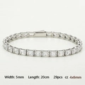 Titanium steel tennis bracelet with 5mm rectangle CZ stones and silver finish - Rectangular Zirconia Style (B0085S)