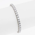 Elegant silver tennis bracelet with single row square cut cubic zirconia on white stand - Square Zirconia Style (B0087)