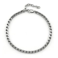 Polished silver stainless steel flat link bracelet with lobster clasp on white background - 19cm+4cm / Silver