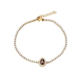 Bracciale in acciaio inossidabile 316 dorato con zirconi bianchi e pietra rossa a goccia - Goccia d'Acqua (B0009-5) / Oro