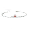 Bracciale tennis in acciaio inossidabile 316 con rubino rosso ovale e zirconi bianchi - Forma Ovale (B0009S-4)
