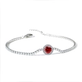 Bracciale tennis in acciaio inossidabile argento con una pietra centrale in zircone rosso - Forma Rotonda (B0009S-6)
