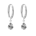 Silver teardrop earrings with sparkling cubic zirconia on stainless steel hoops - Steel White (E0080S-3)