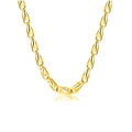 Collier chaîne en acier titane plaqué or poli avec un design unique à maillons ovales - Collier / Or