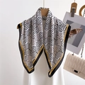 Elegant silk scarf with abstract wave print draped over white dress with chain bag - 66-70CM / Black Border