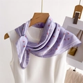 Lavender silk square scarf with red cherry print and white paisley borders for women - 70*70cm / FG14-1 Lavender Cherry