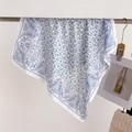 Close-up of blue paisley and floral silk scarf showing delicate texture and fine edges - FG15-2 Blue