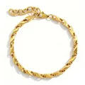 Elegante bracciale placcato oro con maglie intrecciate per uomo e donna con catena regolabile - Bracciale / Oro