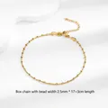 Detail of 18K gold plated 2.5mm box chain bracelet with lobster clasp and extension - Box Chain with Beads
