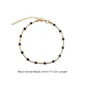 18K gold plated stainless steel bead bracelet with 3mm black enamel drops, 17+3cm length - Black Drip Glue Ball Chain