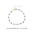 18K gold plated stainless steel bead bracelet with 3mm blue faceted droplets charms - Blue Drip Glue Ball Chain
