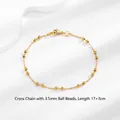 Detail of 18K gold-plated Rolo chain with 3.5mm beads and lobster clasp closure - Rolo Chain with Beads
