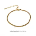 Detail of 2.5mm double-woven 18K gold plated bracelet with lobster clasp and extender chain - Double Woven Bracelet