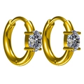 Polished gold square hoop earrings with sparkling round cubic zirconia for women - Gold White