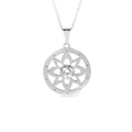 Silver stainless steel necklace featuring a hollow flower pendant and zircon center - Silver Sunflower Style