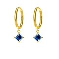 Ohrringe aus 18K vergoldetem Edelstahl mit quadratischem blauem Zirkonia-Anhänger - Gold Blau