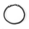 Black plated stainless steel Franco wheat chain bracelet with secure lobster clasp - Standard / Black