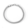 Polished silver stainless steel wheat chain bracelet with secure lobster clasp - Standard / Steel